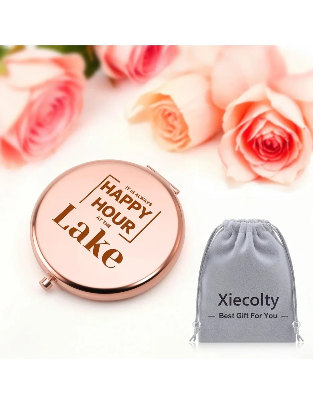 Happy Hour at the Lake Rose Gold Compact Mirror